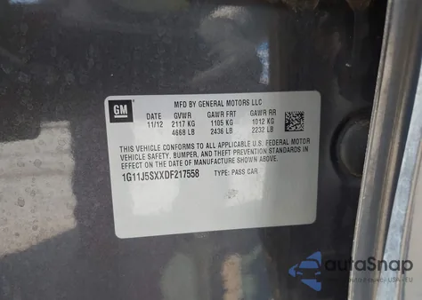 2013 Chevrolet Malibu 2Lz z USA, uszkodzony, nr VIN 1G11J5SXXDF217558